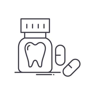 Diş ilacı simgesi, doğrusal izole edilmiş illüstrasyon, ince çizgi vektörü, web tasarım işareti, düzenlenebilir çizgi konsept sembolü beyaz arkaplan üzerinde.