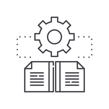 Veri entegrasyon simgesi, doğrusal izole edilmiş illüstrasyon, ince çizgi vektörü, web tasarım işareti, düzenlenebilir beyaz arkaplan üzerinde çizgi konsept sembolü.