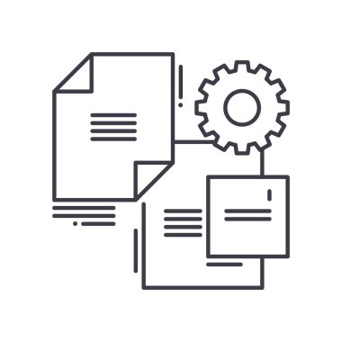 Veri dosya simgesi, doğrusal izole edilmiş illüstrasyon, ince çizgi vektörü, web tasarım işareti, düzenlenebilir çizgi konsept sembolü beyaz arkaplan üzerinde.