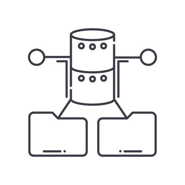 Datenweitergabe-Symbol, linear isolierte Illustration, dünner Linienvektor, Webdesign-Zeichen, Umrisskonzept-Symbol mit editierbarem Strich auf weißem Hintergrund. — Stockvektor