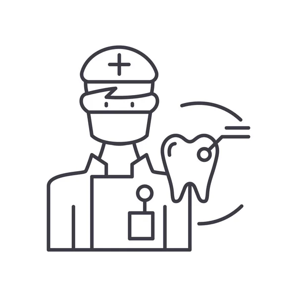 Οδοντίατρος εικονίδιο, γραμμική απομονωμένη εικόνα, λεπτή γραμμή διάνυσμα, web design σημάδι, περίγραμμα έννοια σύμβολο με επεξεργάσιμο εγκεφαλικό επεισόδιο σε λευκό φόντο. — Διανυσματικό Αρχείο