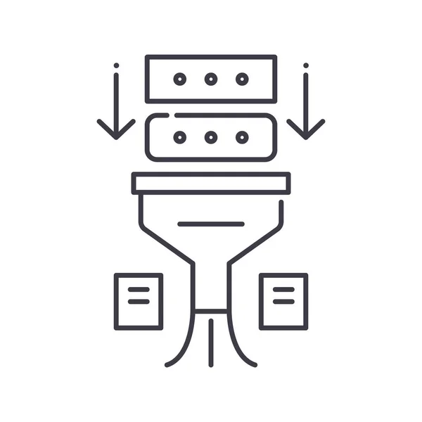 데이터 필터 아이콘, 선형 분리 된 일러스트, 얇은 선 벡터, 웹 디자인 기호, 윤곽의 컨셉트 심볼 흰색 배경에 editable 스트로크와 함께. — 스톡 벡터