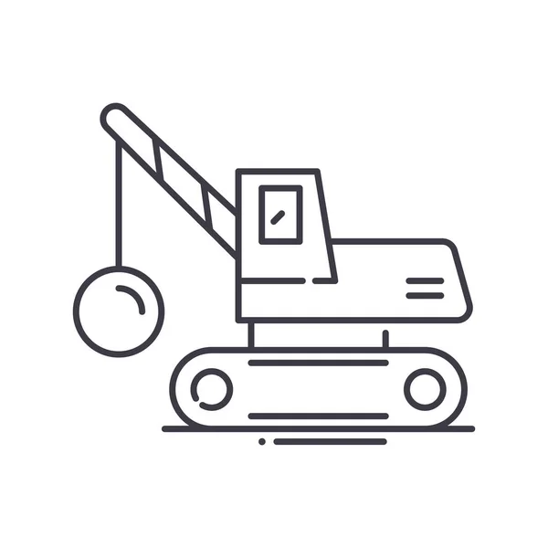 Demolition crane icon, linear isolated illustration, thin line vector, web design sign, outline concept symbol with editable stroke on white background. — Stock Vector