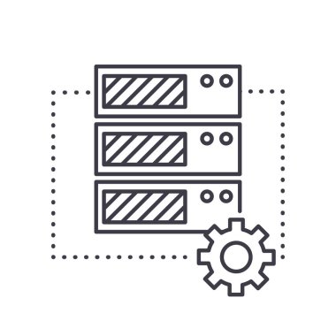 Veri depolama simgesi, doğrusal izole illüstrasyon, ince çizgi vektörü, web tasarım işareti, düzenlenebilir çizgi konsept sembolü beyaz arkaplan üzerinde.