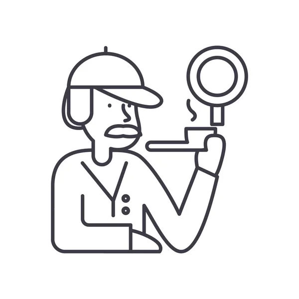 Icono de historia de detective, ilustración aislada lineal, vector de línea delgada, signo de diseño web, símbolo de concepto de contorno con trazo editable sobre fondo blanco. — Archivo Imágenes Vectoriales