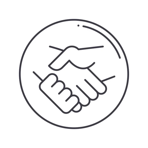 Real handshake icon, linear isolated illustration, thin line vector, web design sign, outline concept symbol with editable stroke on white background. — стоковый вектор