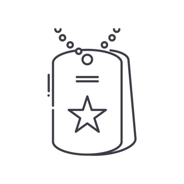 Köpek etiketi simgesi, doğrusal izole resimleme, ince çizgi vektörü, web tasarım işareti, düzenlenebilir çizgi konsept sembolü beyaz arkaplan üzerinde.