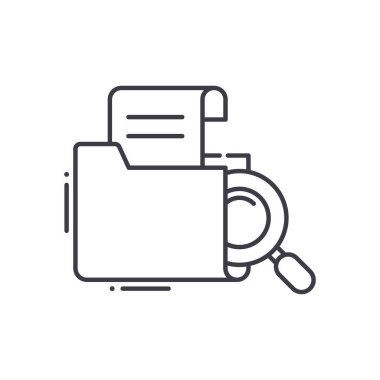 Belgelendirme yönetimi simgesi, doğrusal izole edilmiş illüstrasyon, ince çizgi vektörü, web tasarım işareti, düzenlenebilir çizgi konsept sembolü beyaz arkaplan üzerinde.