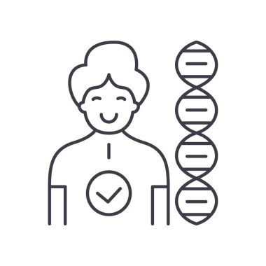 DNA test simgesi, doğrusal izole edilmiş illüstrasyon, ince çizgi vektörü, web tasarım işareti, düzenlenebilir beyaz arkaplan üzerinde çizgi konsept sembolü.