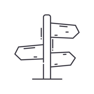 Yönlendirme işaretleri simgesi, doğrusal izole resimleme, ince çizgi vektörü, web tasarım işareti, düzenlenebilir konsept sembolü beyaz arkaplan üzerinde.