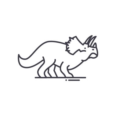Dinozor simgesi, doğrusal izole edilmiş illüstrasyon, ince çizgi vektörü, web tasarım işareti, düzenlenebilir konsept sembolü beyaz arkaplan üzerinde.