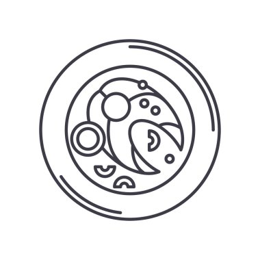 Akşam yemeği simgesi, doğrusal izole edilmiş illüstrasyon, ince çizgi vektörü, web tasarım işareti, düzenlenebilir konsept sembolü beyaz arkaplan üzerinde.