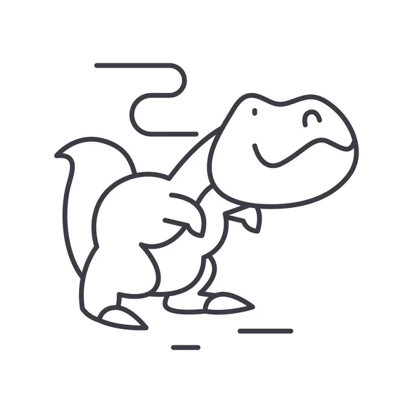 Icône concept dinosaure, illustration linéaire isolée, vecteur de ligne mince, signe de conception web, symbole de concept de contour avec trait modifiable sur fond blanc. — Image vectorielle