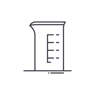 Ölçme kabı konsepti simgesi, doğrusal izole çizim, ince çizgi vektörü, web tasarım işareti, düzenlenebilir konsept sembolü beyaz arkaplan üzerinde.