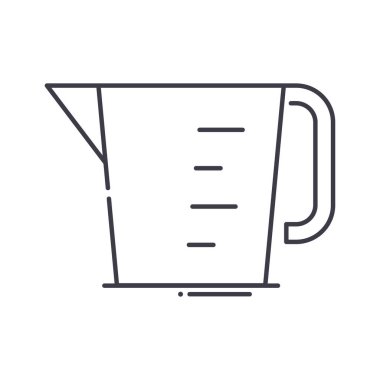 Ölçme kupa simgesi, doğrusal izole çizim, ince çizgi vektörü, web tasarım işareti, düzenlenebilir konsept sembolü beyaz arkaplan üzerinde.