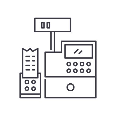 Satış simgesi, doğrusal izole edilmiş illüstrasyon, ince çizgi vektörü, web tasarım işareti, düzenlenebilir beyaz arkaplan üzerinde çizgi konsept sembolü.