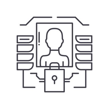 Kişisel veri simgesi, doğrusal izole edilmiş illüstrasyon, ince çizgi vektörü, web tasarım işareti, düzenlenebilir beyaz arkaplan üzerinde çizgi konsept sembolü.