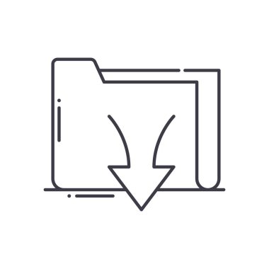 Simge indir, doğrusal izole resimleme, ince çizgi vektörü, web tasarım işareti, düzenlenebilir çizgi konsept sembolü beyaz arkaplan üzerinde.