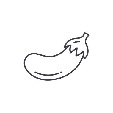 Patlıcan simgesi, doğrusal izole edilmiş illüstrasyon, ince çizgi vektörü, web tasarım işareti, düzenlenebilir beyaz arkaplan üzerinde çizgi konsept sembolü.