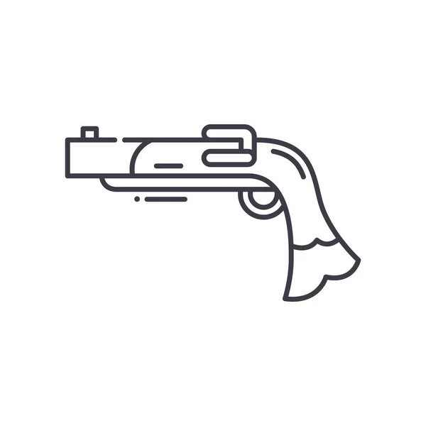 Icône de pistolet pirate, illustration linéaire isolée, vecteur de ligne mince, signe de conception Web, symbole de concept de contour avec trait modifiable sur fond blanc. — Image vectorielle