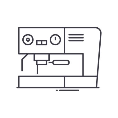 Espresso kahve makinesi simgesi, doğrusal izole edilmiş illüstrasyon, ince çizgi vektörü, web tasarım işareti, düzenlenebilir konsept sembolü beyaz arkaplan üzerinde.