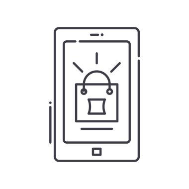 E ticaret sistemi simgesi, doğrusal izole edilmiş illüstrasyon, ince çizgi vektörü, web tasarım işareti, düzenlenebilir konsept sembolü beyaz arkaplan üzerinde.