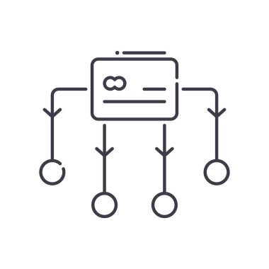 Ödeme yöntemleri simgesi, doğrusal izole resimleme, ince çizgi vektörü, web tasarım işareti, düzenlenebilir çizgi konsept sembolü beyaz arkaplan üzerinde.