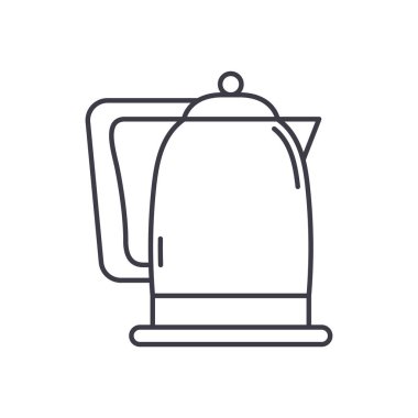 Elektrik Kettle konsepti simgesi, doğrusal izole edilmiş illüstrasyon, ince çizgi vektörü, web tasarım işareti, düzenlenebilir konsept sembolü beyaz arkaplan üzerinde.