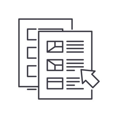 Elektronik katalog simgesi, doğrusal izole edilmiş illüstrasyon, ince çizgi vektörü, web tasarım işareti, düzenlenebilir konsept sembolü beyaz arkaplan üzerinde.