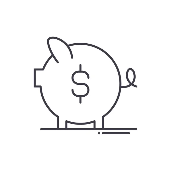 Ícone de banco porquinho, ilustração isolada linear, vetor de linha fina, sinal de web design, símbolo de conceito de esboço com curso editável em fundo branco. — Vetor de Stock