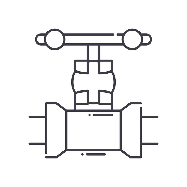 Icono de válvulas de tubería, ilustración lineal aislada, vector de línea delgada, signo de diseño web, símbolo de concepto de contorno con trazo editable sobre fondo blanco. — Vector de stock
