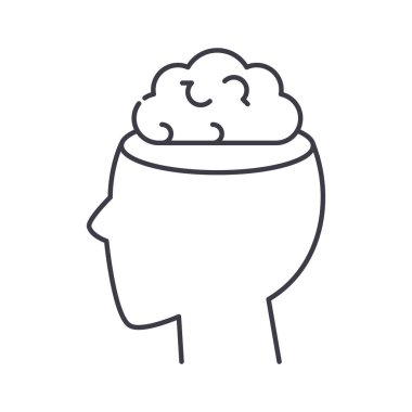 Boş zihin simgesi, doğrusal izole edilmiş illüstrasyon, ince çizgi vektörü, web tasarım işareti, düzenlenebilir beyaz arkaplan üzerinde çizgi konsept sembolü.