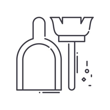 Faraş simgesi, doğrusal izole edilmiş illüstrasyon, ince çizgi vektörü, web tasarım işareti, düzenlenebilir beyaz arkaplan üzerinde çizgi konsept sembolü.