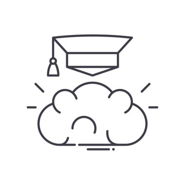 Eğitim becerileri resim simgesi, doğrusal izole edilmiş illüstrasyon, ince çizgi vektörü, web tasarım işareti, düzenlenebilir beyaz arkaplan üzerinde çizgi konsept sembolü.