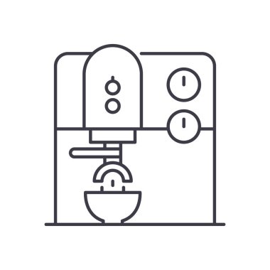 Espresso kahve makinesi resim simgesi, doğrusal izole edilmiş illüstrasyon, ince çizgi vektörü, web tasarım işareti, düzenlenebilir konsept sembolü beyaz arkaplan üzerinde.