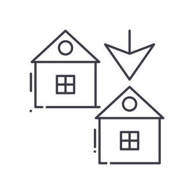 Çift katlı ev simgesi, doğrusal izole edilmiş illüstrasyon, ince çizgi vektörü, web tasarım işareti, düzenlenebilir beyaz arkaplan üzerinde çizgi konsept sembolü.