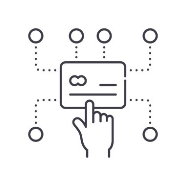 Ödeme seçenekleri simgesi, doğrusal izole edilmiş illüstrasyon, ince çizgi vektörü, web tasarım işareti, düzenlenebilir çizgi konsept sembolü beyaz arkaplan üzerinde.