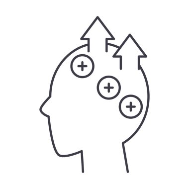 Etkili düşünme simgesi, doğrusal izole edilmiş illüstrasyon, ince çizgi vektörü, web tasarım işareti, düzenlenebilir beyaz arkaplan üzerinde çizgi konsept sembolü.