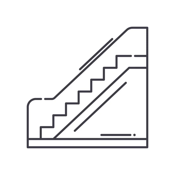 Escada rolante ícone, ilustração isolada linear, vetor de linha fina, sinal de web design, símbolo de conceito de contorno com curso editável no fundo branco. — Vetor de Stock