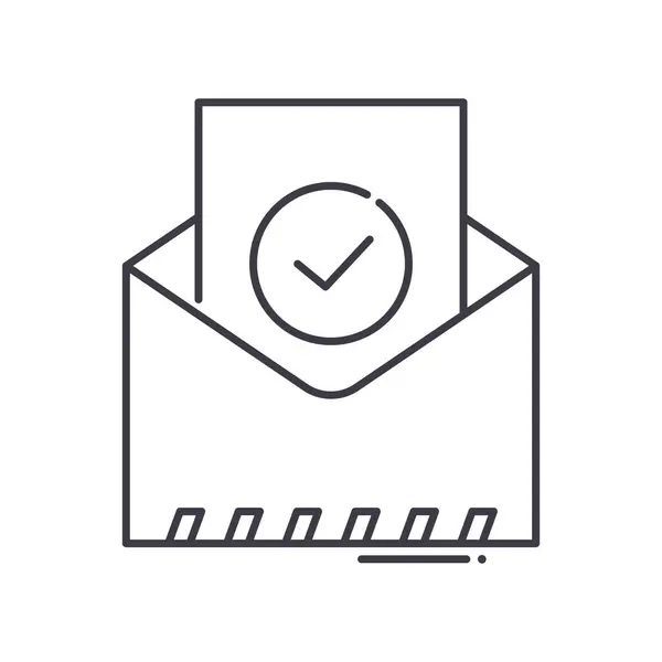 E-Mail-Garantie-Symbol, linear isolierte Illustration, dünner Linienvektor, Webdesign-Zeichen, Umrisskonzept-Symbol mit editierbarem Strich auf weißem Hintergrund. — Stockvektor