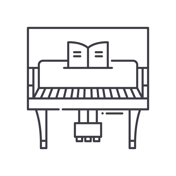 Klavierkonzept-Symbol, linear isolierte Illustration, dünner Linienvektor, Webdesign-Zeichen, Umrisskonzept-Symbol mit editierbarem Strich auf weißem Hintergrund. — Stockvektor