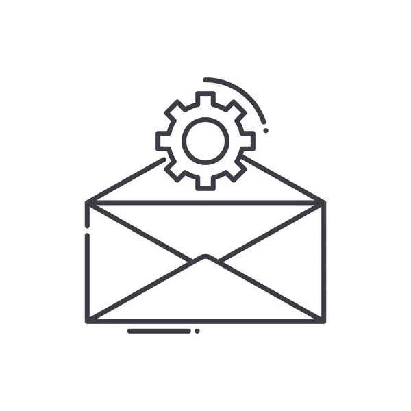 Icono de configuración de correo electrónico, ilustración lineal aislada, vector de línea delgada, signo de diseño web, símbolo de concepto de contorno con trazo editable sobre fondo blanco. — Vector de stock