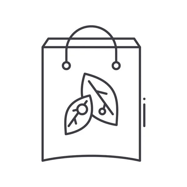 Eco icono de la bolsa, ilustración aislada lineal, vector de línea delgada, signo de diseño web, símbolo de concepto de contorno con trazo editable sobre fondo blanco. — Vector de stock