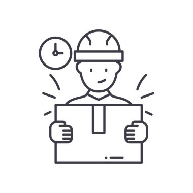 Ekspres nakliye konsepti simgesi, doğrusal izole resimleme, ince çizgi vektörü, web tasarım işareti, düzenlenebilir konsept sembolü beyaz arkaplan üzerinde.