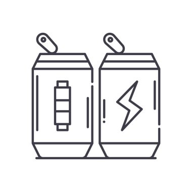 Enerji içeceği konsepti simgesi, doğrusal izole edilmiş illüstrasyon, ince çizgi vektörü, web tasarım işareti, düzenlenebilir beyaz arkaplan üzerinde çizgi konsept sembolü.