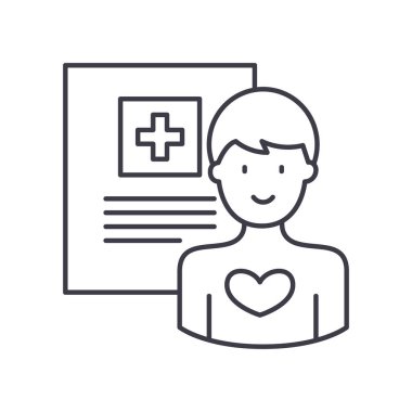 Fiziksel inceleme simgesi, doğrusal izole edilmiş illüstrasyon, ince çizgi vektörü, web tasarım işareti, düzenlenebilir beyaz arkaplan üzerinde çizgi konsept sembolü.