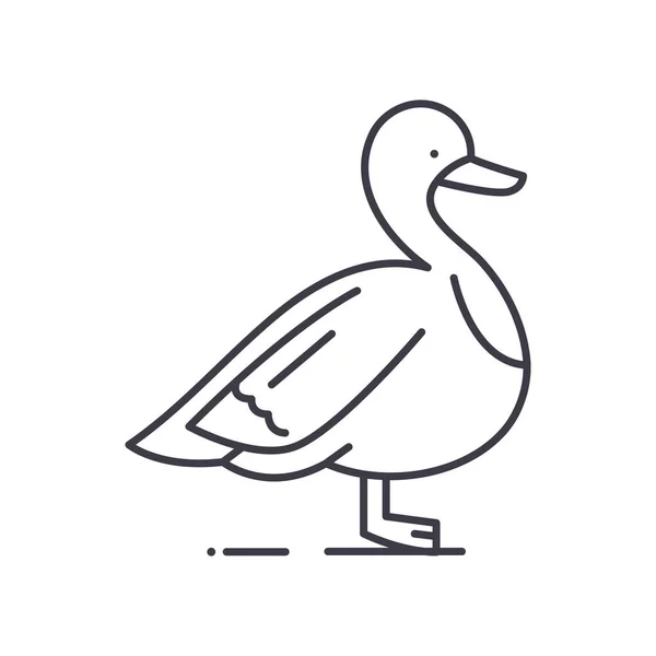 Icono de pato, ilustración lineal aislada, vector de línea delgada, signo de diseño web, símbolo de concepto de contorno con trazo editable sobre fondo blanco. — Vector de stock