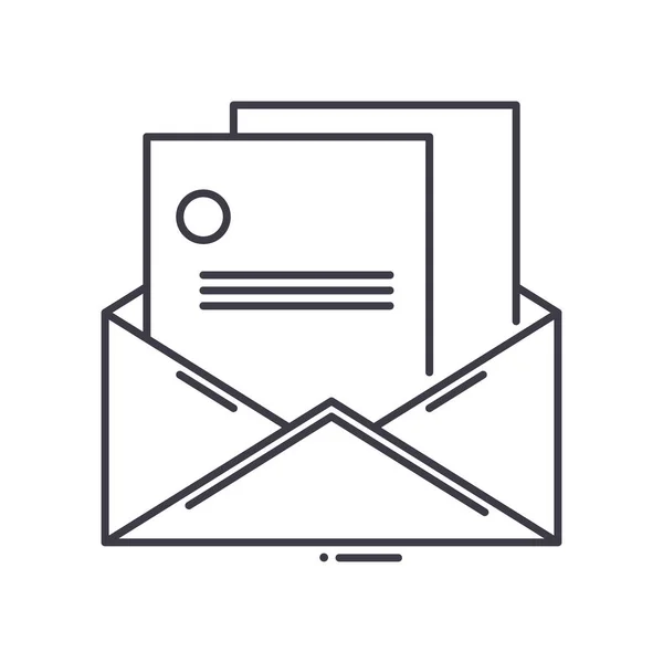 E-Mail-Brief-Symbol, linear isolierte Illustration, dünner Linienvektor, Webdesign-Zeichen, Konturenkonzept-Symbol mit editierbarem Strich auf weißem Hintergrund. — Stockvektor