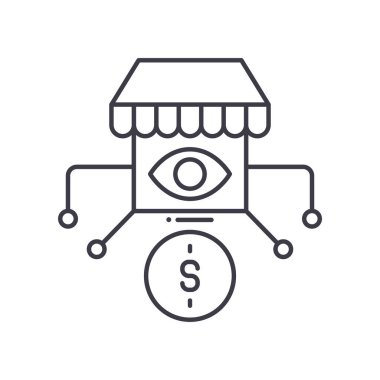 Pazar analiz simgesi, doğrusal izole edilmiş illüstrasyon, ince çizgi vektörü, web tasarım işareti, düzenlenebilir beyaz arkaplan üzerinde çizgi konsept sembolü.