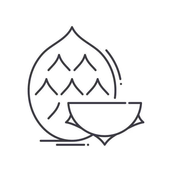 Ícone de Dragonfruit, ilustração isolada linear, vetor de linha fina, sinal de web design, símbolo de conceito de esboço com curso editável em fundo branco. — Vetor de Stock